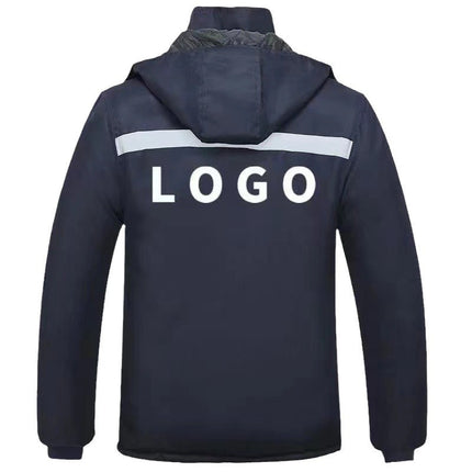 Winter cotton-padded jacket cotton-padded jacket cotton-padded jacket overalls labor protection clothing cold-proof clothing thickened construction site reflective strip outdoor printable LOGO
