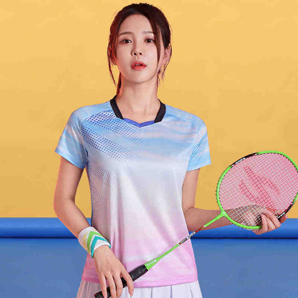 Badminton Clothing Top Men's Short-sleeved Quick-drying Women's Air Volleyball Competition Clothing Training Table Tennis Team Clothing Printing Summer