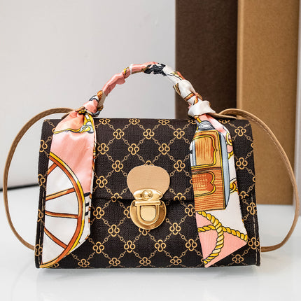 Ladies Bags Simple Printed Small Bag 2024 Korean-style Casual All-match Shoulder Bag Printed Scarf Handbag