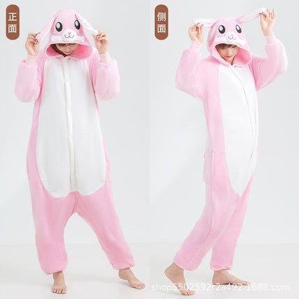 Mixed batch autumn and winter flannel cartoon one-piece pajamas home performance clothes toilet version adult home clothes pajamas