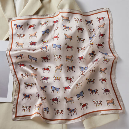 100% Silk Scarf Spring New Black Silkworm Silk 53cm Small Square Scarf Advanced Sense White Scarf