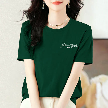 pea green Cotton Short-sleeved T-shirt Women's Colorful Multi-color Optional Summer New All-match Age-reducing Western-style Loose Top