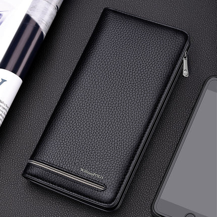 King Paul Card Holder Men's Long Genuine Leather Anti-theft Brush Multi-Card Holder Wallet Large Capacity Card Holder Card Holder for Men