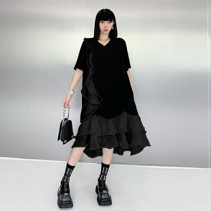 French Gentle Style Elegant Organza Fungus Dress for Women Summer New Fashion Style Loose T-Shirt Dress