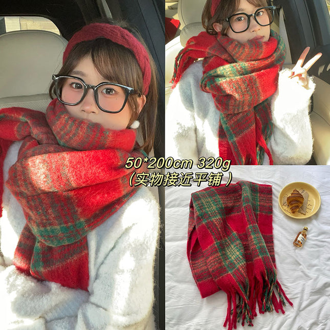 Christmas Series ~ New Year Red Atmosphere Scarf Collection Women's Winter ins Advanced Warm Scarf for Autumn and Winter