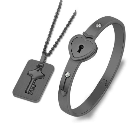 Tanabata Valentine's Day gift titanium steel concentric lock love lock bracelet key unlock couple jewelry factory direct sales