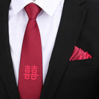 8cm red Xi character zipper + pocket towel