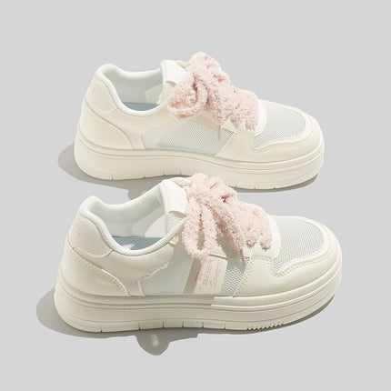 2026 Spring/Summer New White Sneakers Korean Style Ins Female Students Thick-Soled Height-Increasing Sports Sneakers Fashionable Casual Shoes