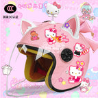 Children's 3c thickening + cat t2 / Pink half helmet + rocking cat + white pink fox ears + pink butterfly