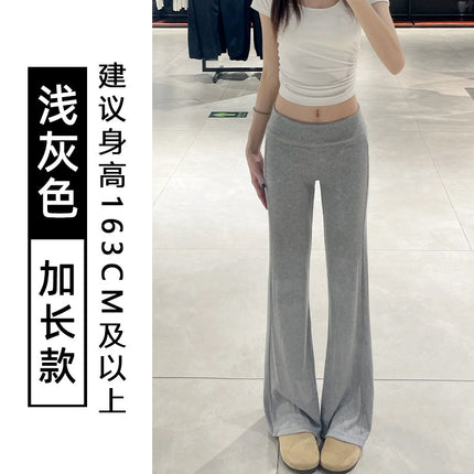 American-Style Flared Pants for Women, Summer Thin Low-Waist Slimming Bell-Bottom Pants with Drape, Horse Hoof Pants, Sports Sweatpants