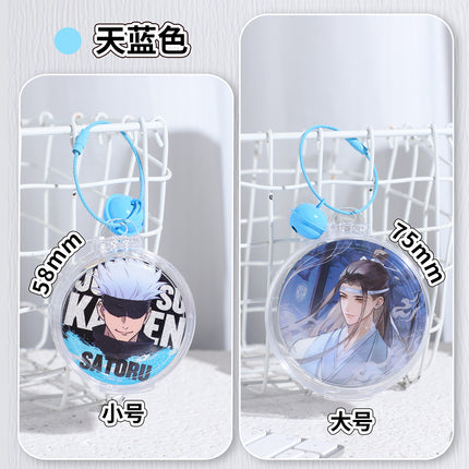 Round Badge Holder Box 58mm 75mm Badge Case Transparent Acrylic Portable Storage Box