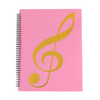 Light pink sheet music folder with musical notes / 30 pages (can fit 60 sheets of paper)