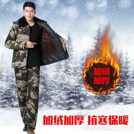 Winter cotton-padded jacket men's fleece-lined thickened labor protection suit cotton-padded jacket cotton-padded pants cold-proof Cold Storage Work outdoor workwear jacket