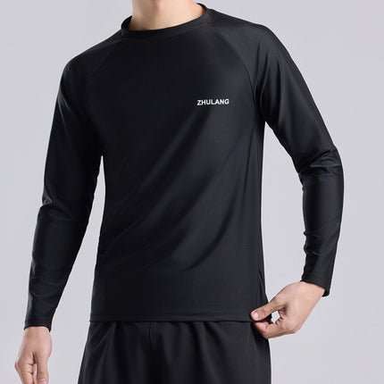 2026 New Fitness Long-Sleeved Men's Loose Quick-Drying Clothing Outdoor Sports Sun Protection Long-Sleeved Shorts Breathable Training Clothes