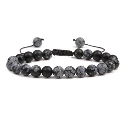 Amazon Hot Selling Natural Stone Beaded Bracelet 8mm Adjustable Size Blue Pine Volcanic Stone Bracelet Manufacturers in stock