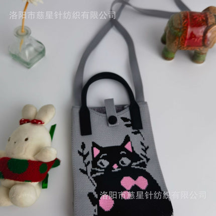 Girl's Heart-Shaped Knitted Crossbody Bag