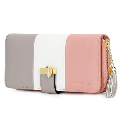 Cross-border Color-matching Women's Long Wallet Creative Leather Color-matching Large Capacity Wallet Mobile Phone Wallet