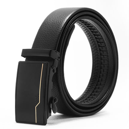 Automatic buckle men's belt young luxury business fashion Korean version of simple litchi pattern black pants belt wholesale