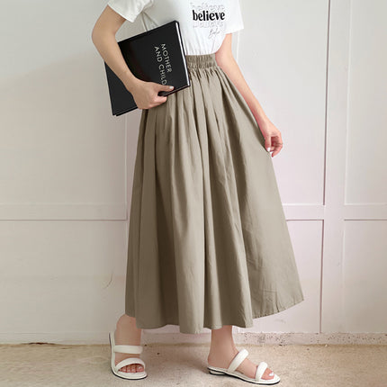 2025 New Product Japan Rakuten Bright Colorful Cotton Long Skirt Half Skirt Pure Cotton Flared Pleated Skirt