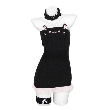 Don't miss the night fun underwear sexy pure wind cute cat hip skirt sleeping clothes women's uniform suit qqny
