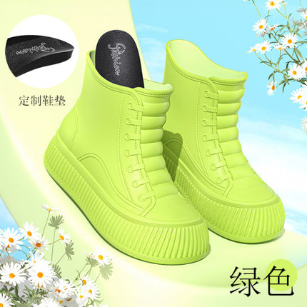 Cross-Border Rain Boots, Winter Velvet Warm Water Shoes, Women's Fashionable Short Rain Boots, Car Wash Kitchen Non-Slip Waterproof Rubber Shoes