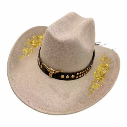 Solid Color Light Board Felt Western Cowboy Hat Outdoor Autum Hat Women's Simple French Hat Men's High-End