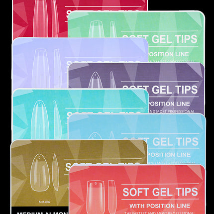Cross-border grinding-free ultra-thin nail art half frosted seamless false finger nail patch soft gel tips 600p