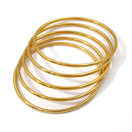 Cross-Border Round Simple Bracelet Titanium Steel Non-Fading Jewelry Light Luxury High-End Coil Bracelet Stainless Steel Jewelry