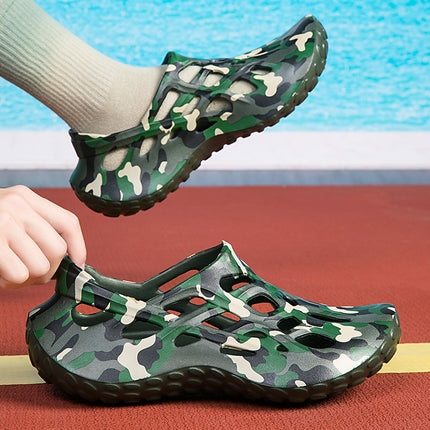 Camouflage Cave Shoes Men's Five-Star Army Green Garden Shoes Low-top Casual Shoes Platform Beach Wading Hollow Frame Shoes