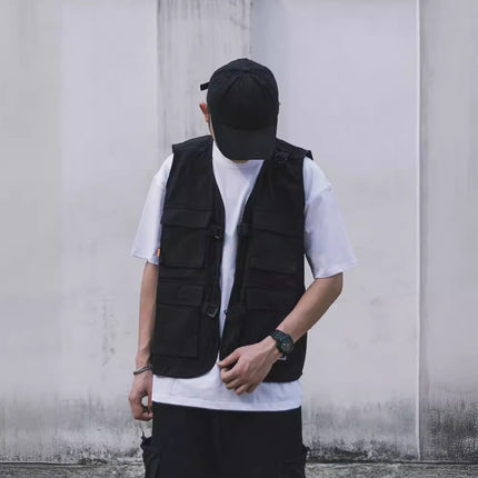Japanese Retro Wearing Military Fan Tactical Vest Men's Fashion Brand Spring and Autumn Loose Waistcoat Overalls