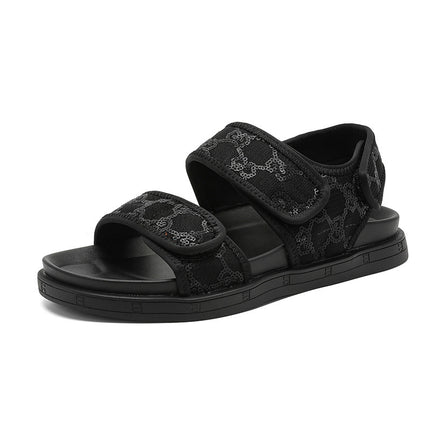 Thick High Casual Roman Beach Sandals 2025 Summer New Style Velcro Open-Toe Trendy Versatile Sandals