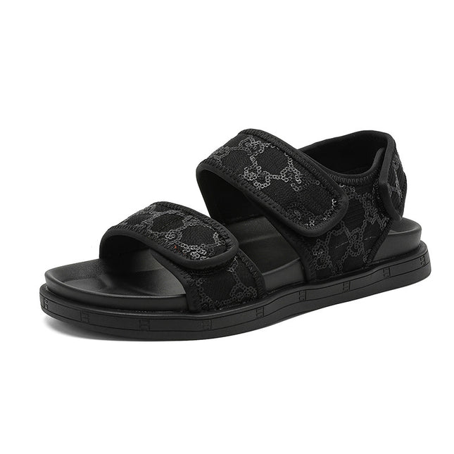 Thick High Casual Roman Beach Sandals 2025 Summer New Style Velcro Open-Toe Trendy Versatile Sandals