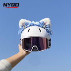 White-eared blue silk lolita headband (helmet not included)