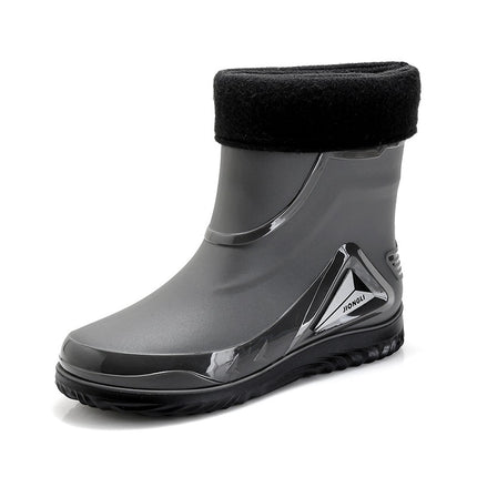 Rain Boots men's closed new waterproof shoes outdoor water boots kitchen non-slip work rubber shoes plus velvet cotton warm rain boots