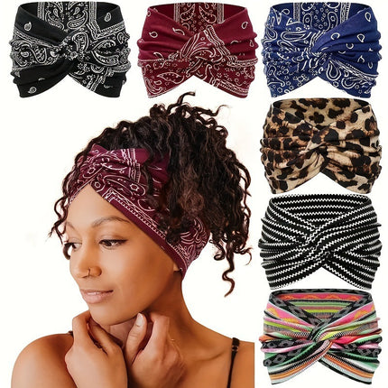 Amazon Cross-border New Ultra Wide Edge Women's Elastic Knot Cross Yoga Sports Elastic Hair Accessories Hair Band Headband