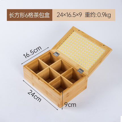 Desktop Dust-proof Tea Bag Storage Box Bamboo Cultural Play Jewelry Storage Box Medicine Sub-packing Box Jiugongge Storage Box