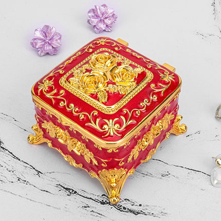 European retro metal jewelry box princess jewelry box exquisite enamel ladies necklace jewelry storage box wholesale