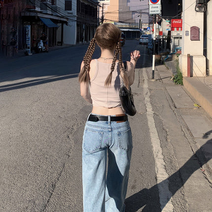 American Style Retro Wide Leg Jeans Women's 2025 Spring and Summer New Low Waist Spice Girl Loose Slimming Straight Pants