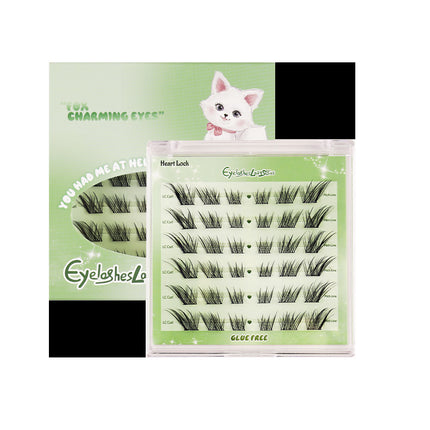 Fox-Style Glue-Free False Eyelashes, Cool Su Daji Eyelashes, Natural Segmented Single-Cluster Glue-Free, Self-Adhesive and No Removal