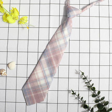 JK Small Tie Women's College Style Lazy Japanese Style Plaid Uniform Shirt Tie Student ins Men's and Women's Short Free Tie