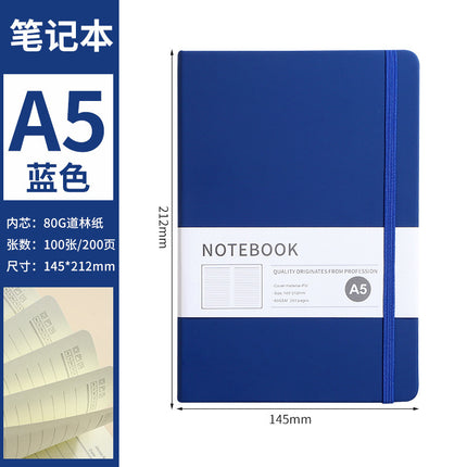A5 imitation leather strap notebook cross-border in stock business office hard leather notebook elastic band notepad can be customized