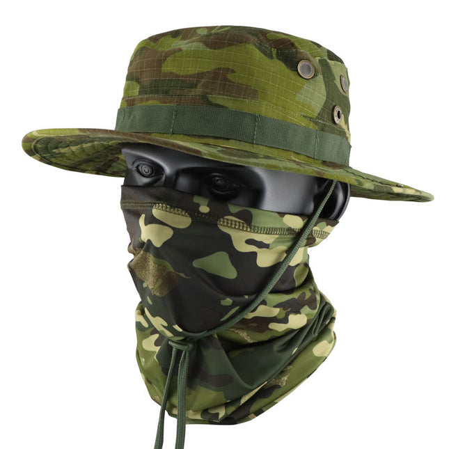Summer Camouflage Tactical Penny Hat suit Multi-function Magic Hood Fishing Cap Sunscreen Protective Breathable Fisherman Hat