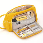 Corduroy triangle pencil case [yellow]