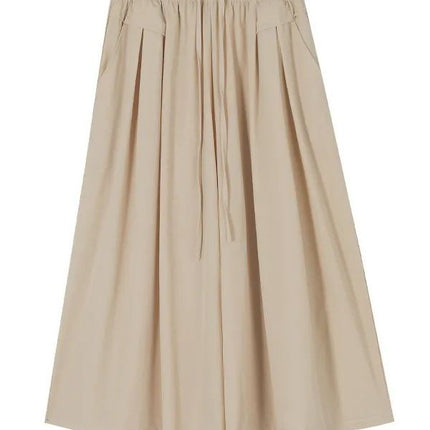 Long Skirt Pants with a Draping Effect for Women, Spring and Summer Casual High-End Style, Slimming Ice Silk, Petite Yamamoto Wide-Leg Long Skirt