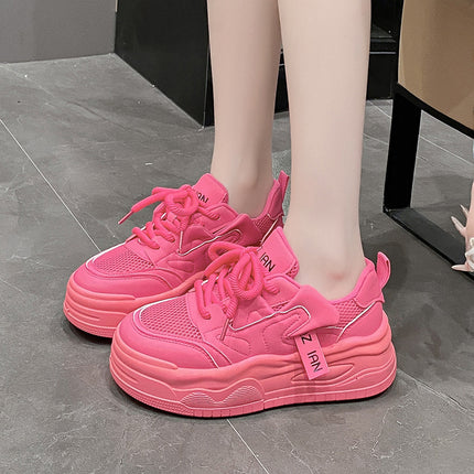 2024 Spring and Summer New Women's Shoes All-match Sports Casual Shoes Thick Sole Increased Platform Shoes Breathable Mesh Top Fashion Board Shoes