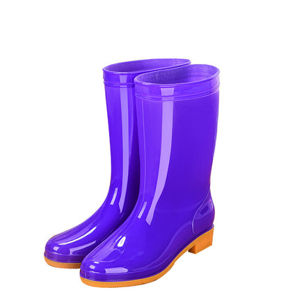pvc medium-high adult women's rain boots waterproof non-slip women's water shoes outdoor kitchen work warm rain boots wholesale
