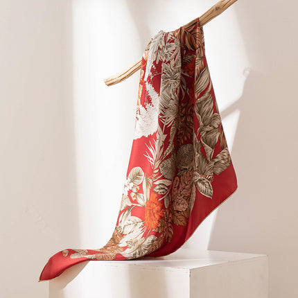 Silk Scarf 2026 All-Season Chinese Style Gift for Elders Printed Thin Scarf High-End Women's Gauze Scarf