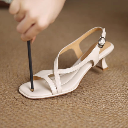 French-Style Beautiful Super-Soft Small Sandals for Women to Wear in Summer, Thick Heels, Soft Soles, High Heels That Don'T Tire Your Feet, and Skirts