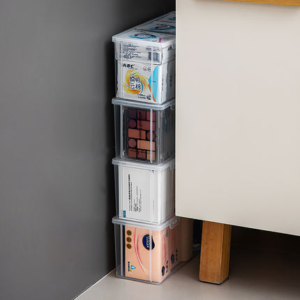 Desktop Storage Box Narrow and Long Transparent Deep Sundries Flatting Box Rectangular Gap Storage Box Storage Box