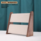 Walnut color large triangle double-layer necklace rack beige